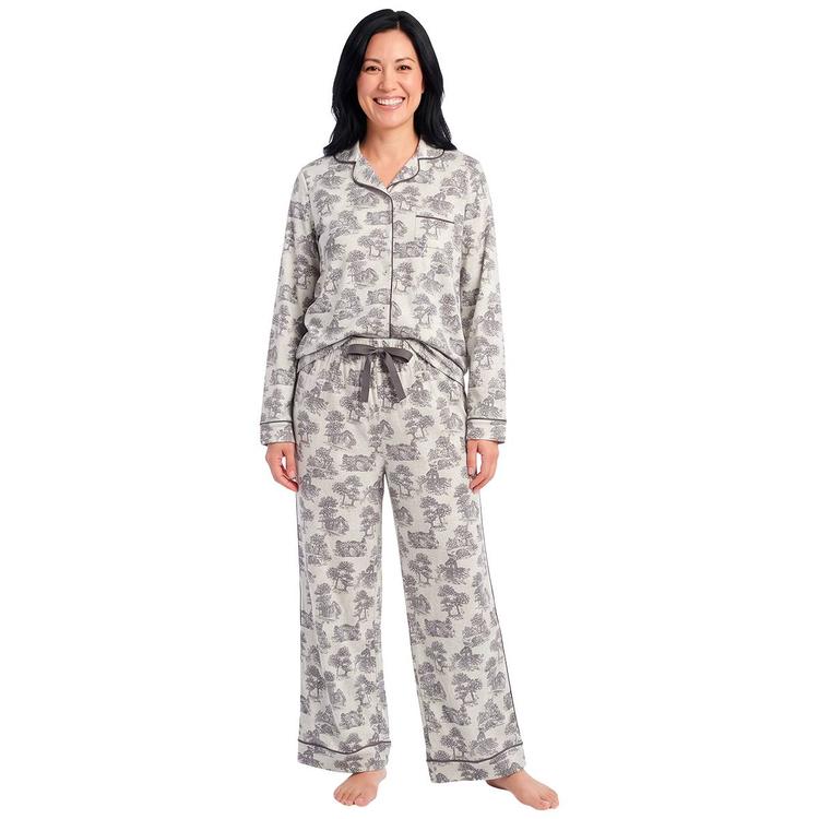 Womens Rene Rofe(R) Long Sleeve Scenic Notch Collar Pajama Set