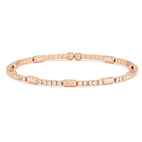14kt. Rose Gold Plated Crystal & Faceted Bead Bracelet - image 