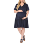 Plus Size White Mark Short Sleeve Tiered A-Line Maternity Dress - image 1