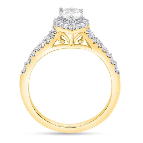 Nova Star® Lab Grown Pear Shape Diamond Halo Split Shank Ring