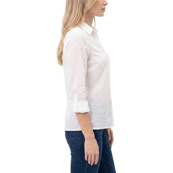 Womens NY Collection Long Sleeve Spread Collar Blouse
