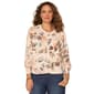 Womens Democracy 3/4 Sleeve Floral Button Front Cardigan - image 1