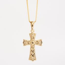 14kt. Gold Over Sterling Silver Textured Cross Necklace