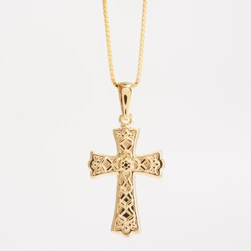 14kt. Gold Over Sterling Silver Textured Cross Necklace