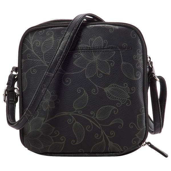 MultiSac North/South Black Floral Textured Zip-Around Crossbody