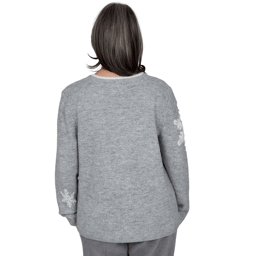Petite Alfred Dunner Vail Snowflake Pearl Heathered Sweater