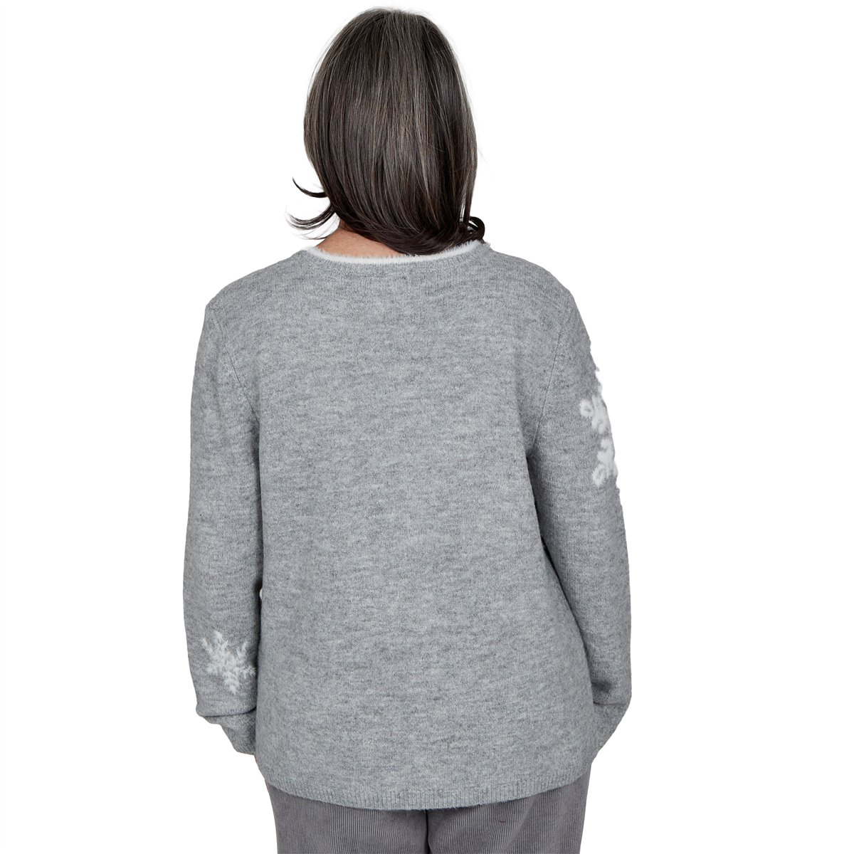 Petite Alfred Dunner Vail Snowflake Pearl Heathered Sweater