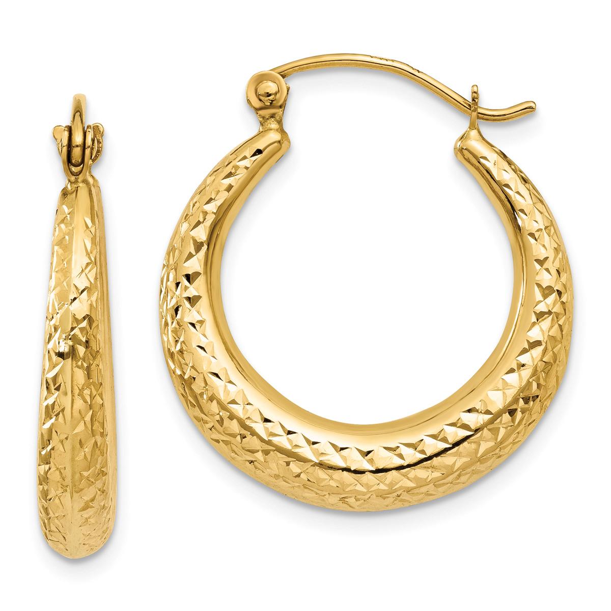 Gold Classics™ 14kt. Gold Diamond Cut Hollow Hoop Earrings
