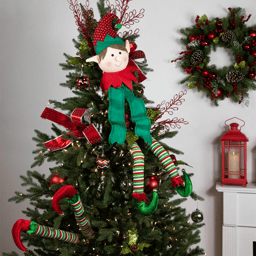 Northlight Striped Plush Elf Legs Christmas Decorations -Set of 2