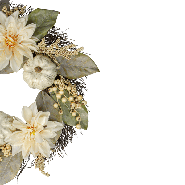 Northlight 22in. Dahlia & Pumpkin Fall Artificial Floral Wreath