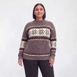 Plus Size Preswick & Moore(R) Long Sleeve Snowflake Sweater