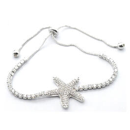Silver Plated Cubic Zirconia Starfish Adjustable Bracelet
