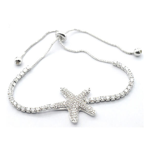 Silver Plated Cubic Zirconia Starfish Adjustable Bracelet - image 