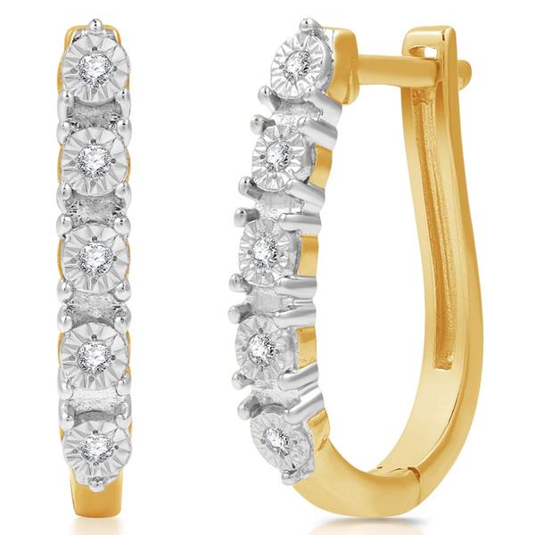 Nova Star® Lab Grown Diamond Gold Plated Circle Hoop Earring Set