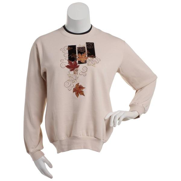 Plus Size Top Stitch by Morning Sun Swirl Leaf Fleece Sweatshirt - image 