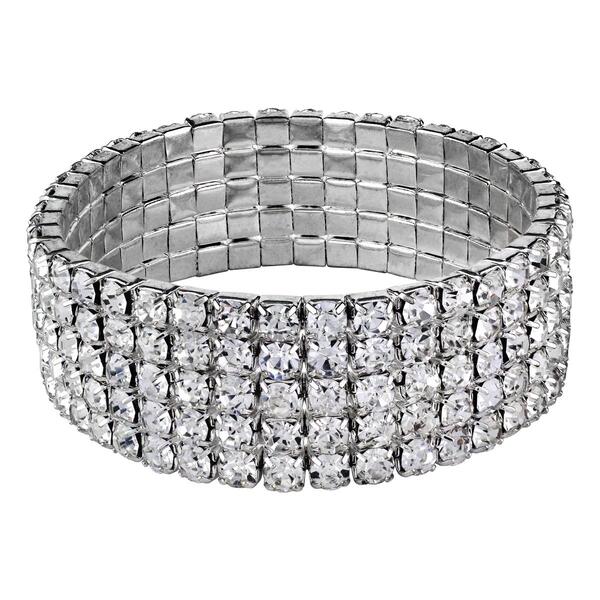 Roman Silver-Tone 5-Row Crystal Bracelet - image 