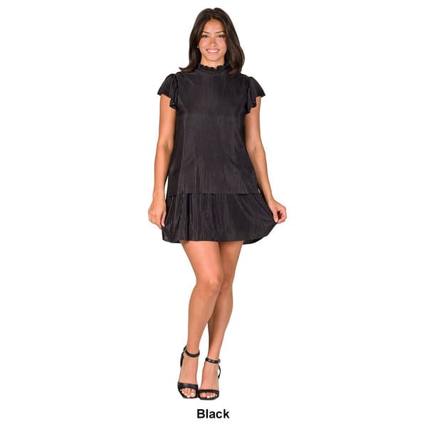 Womens 24/7 Comfort Apparel Pleated Tiered Mini Dress