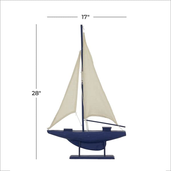 9th & Pike® Dark Blue Wood Coastal Sail Sculpture