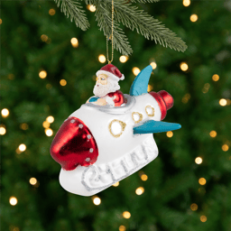 Northlight Santa in a Rocket Ship Glass Christmas Ornament