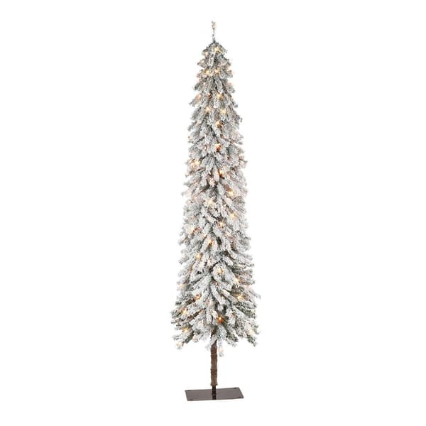 Puleo International 6ft. Pre-Lit Flocked Christmas Tree