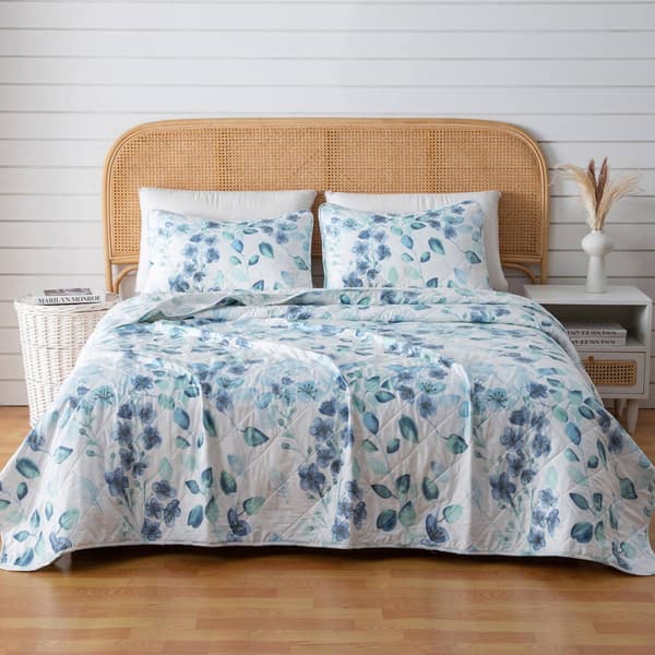 FreshFolds Miranda 3pc. Reversible Watercolor Leaves Quilt Set