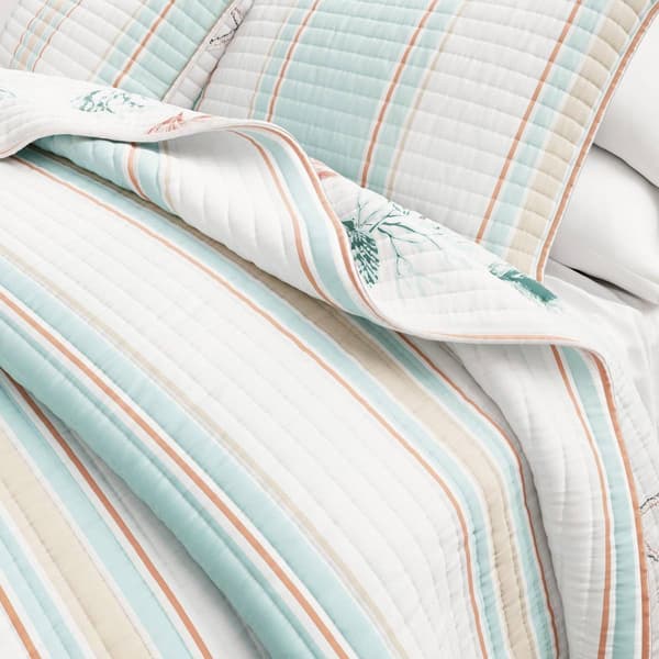 FreshFolds St. Augustine 3pc. Reversible Kelp Breeze Quilt Set
