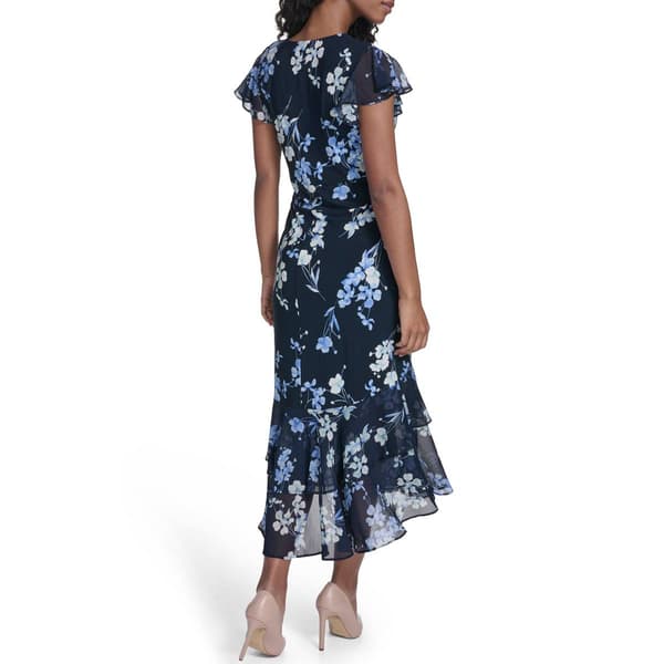 Womens Tommy Hilfiger Flutter Sleeve Tier Midi Dress