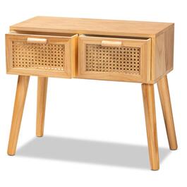 Baxton Studio Falan Oak Brown Wood 2-Drawer Console Table
