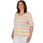 Plus Size Hearts of Palm Fun in the Sun Roll Tab Stripe Blouse - image 3