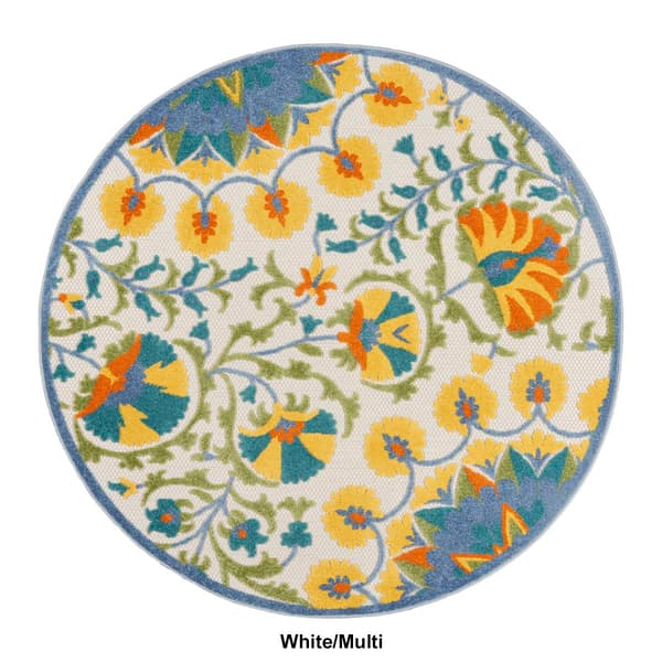 Nourison Aloha Bloom Vines Transitional Indoor/Outdoor Round Rug