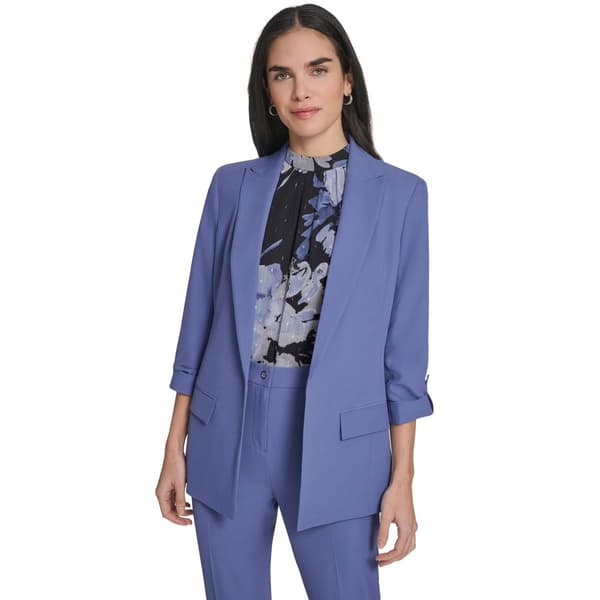 Plus Size Calvin Klein Tab Cuff Sleeve Open Jacket With Pockets