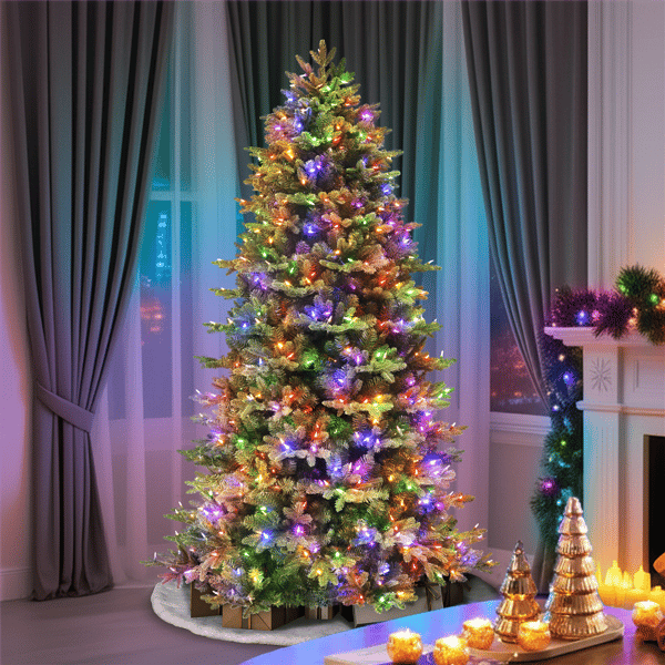 Puleo International 6.5ft. Pre-Lit Slim Noble Fir Christmas Tree
