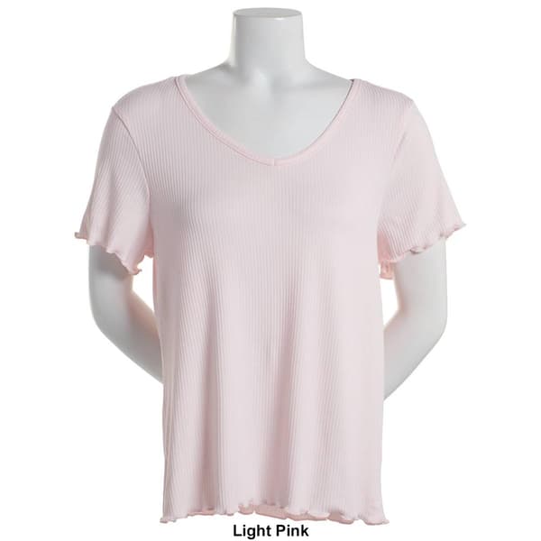 Womens Jessica Simpson Short Sleeve Ribbed Solid Pajama Tee