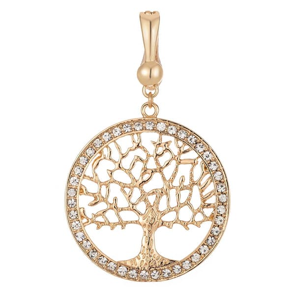 Wearable Art Clear Glass Bezel Tree of Life Enhancer Pendant - image 