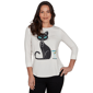 Womens Emaline Key Items 3/4 Sleeve Martini Cat Graphic Tee - image 1
