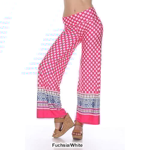 Womens White Mark Border Print Palazzo Pants