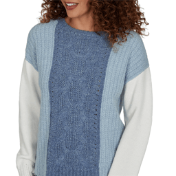 Petite Skye’s the Limit Icy Blue Sparkle Color Block Sweater