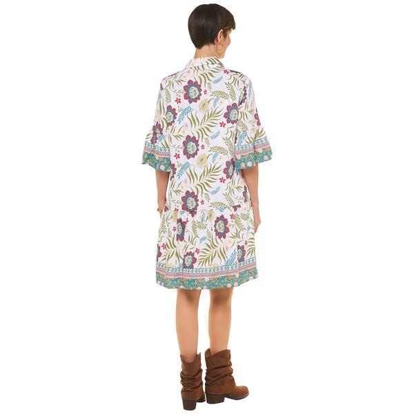 Womens Rose & Everly Elbow Sleeve Floral Shirtdress