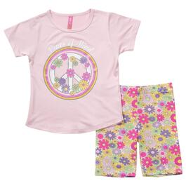 Girls &#40;4-6x&#41; Dream Star 2pc. Peace Top & Floral Bike Shorts Set