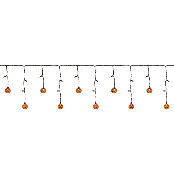Northlight 25ct. LED Pumpkin Halloween Curtain Icicle Lights