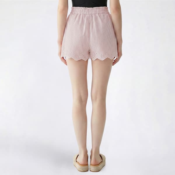 Juniors Wallflower Linen Elastic Waist Eyelet Hem Shorts