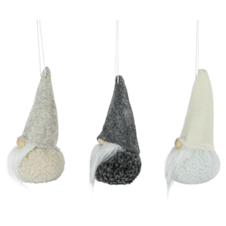 Northlight 3pk. Grey & Cream Plush Gnomes Christmas Ornaments
