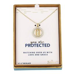 Shine 14kt. Gold Flash Plated CZ Virgin Mary Pendant Necklace