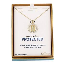 Shine 14kt. Gold Flash Plated CZ Virgin Mary Pendant Necklace