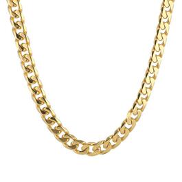 Mens Lynx Stainless Steel Gold-Tone Curb Chain Necklace