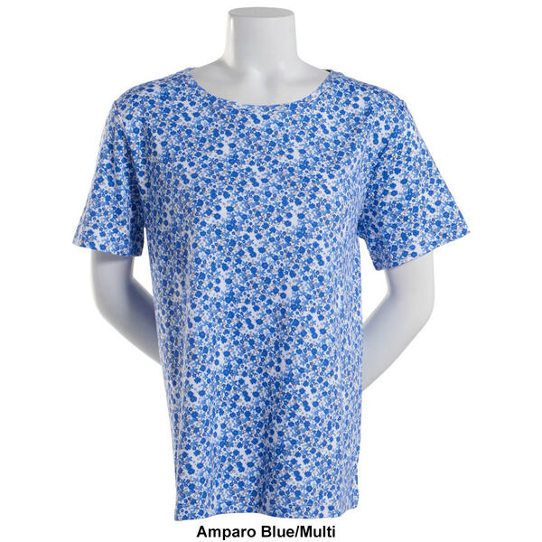 Plus Size Hasting & Smith Short Sleeve Tonal Ditsy Floral Tee