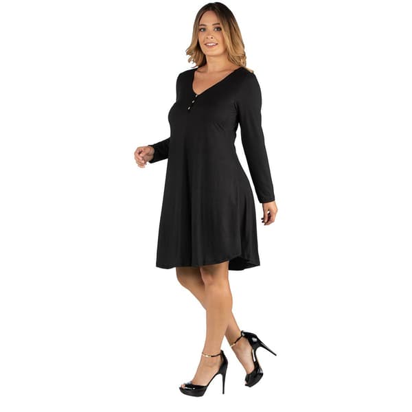 Plus Size 24/7 Comfort Apparel Long Sleeve Shirt Dress