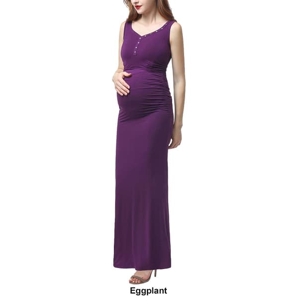 Womens Glow & Grow&#174; Button Accent Maternity Maxi Dress