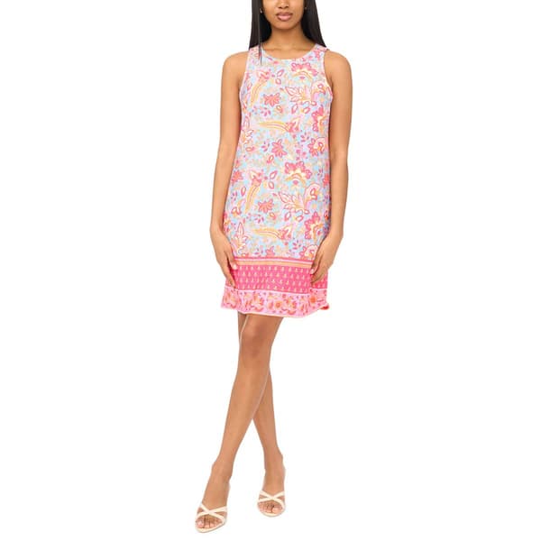 Womens MSK Sleeveless Floral Keyhole Back Shift Dress