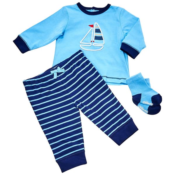 Baby Boy (3-12M) Little Me Sailboat Jogger Set W/Socks - image 